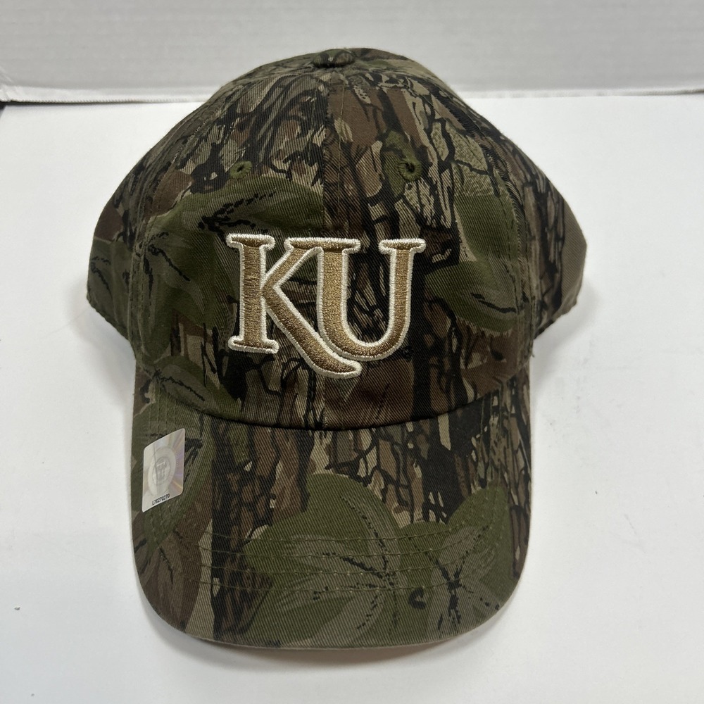 KU Kansas Jayhawks Camo Adjustable Hat Captivating Headgear Embroidered NEW